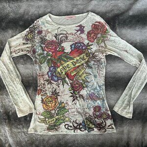 2000s Y2K Old School Longsleeve shirt - Lucky Spirit "Love Peace"